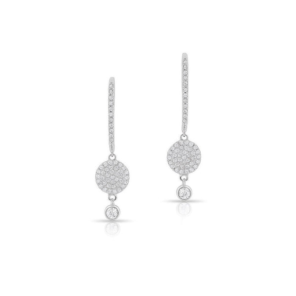 White Gold Diamond Disk Small Hoop Earring