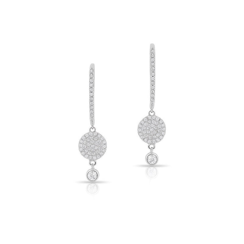 White Gold Diamond Disk Small Hoop Earring