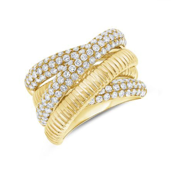 Diamond and Gold Twisted Ring