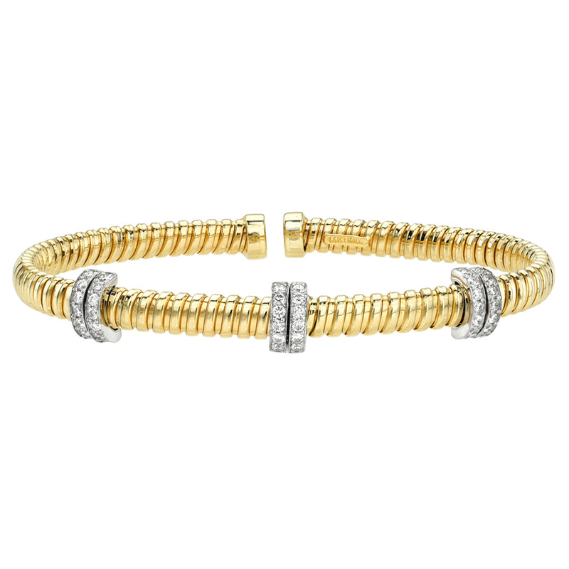 Cleo Gold Fluted Diamond Cuff Bangle