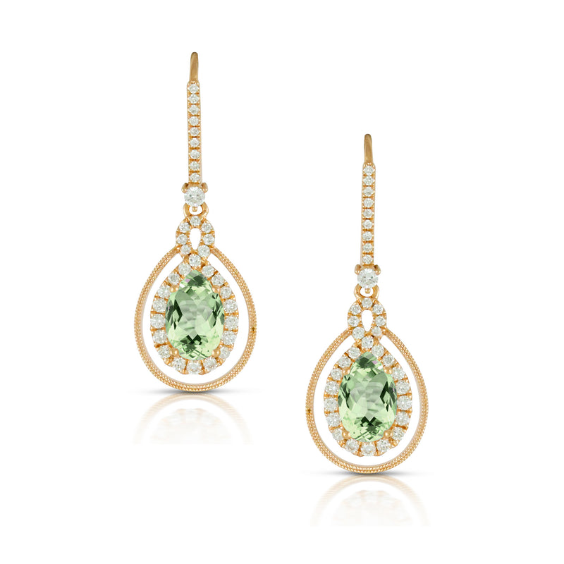 Yellow Gold Mint Mojito Diamond Drop Earrings