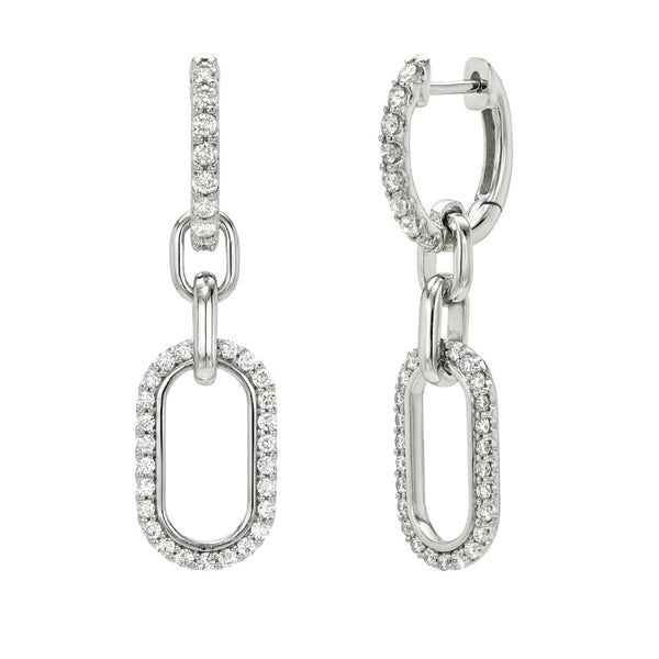 White Gold Diamond Link Drop Earrings