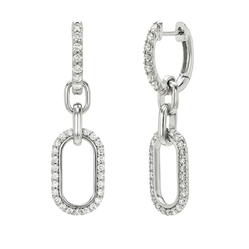 White Gold Diamond Link Drop Earrings