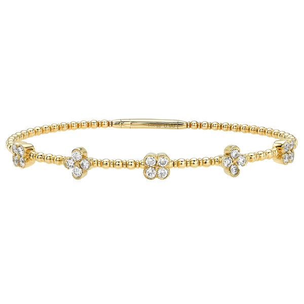 Jamie Gold Ball Diamond Flower Bangle