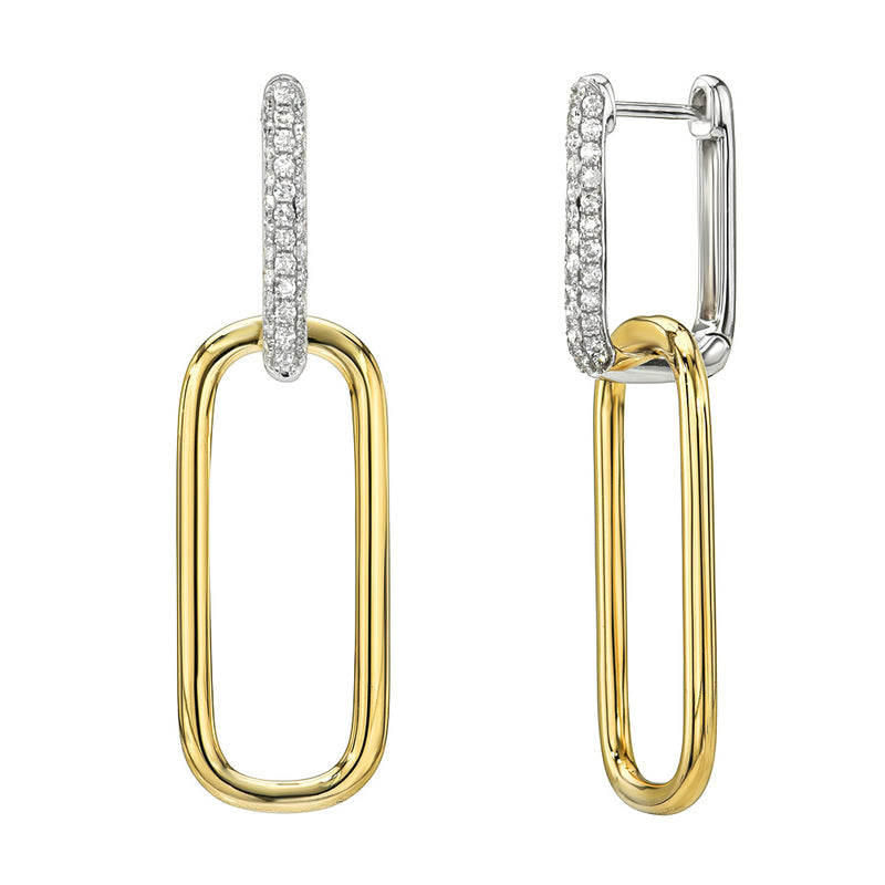 Diamond and Gold Link Drop Earrings