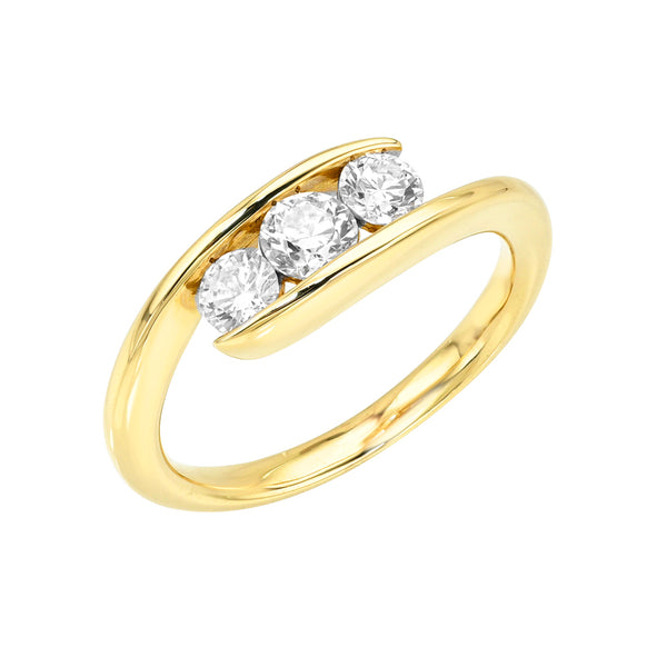 Diamond Bypass Three Stone Ring