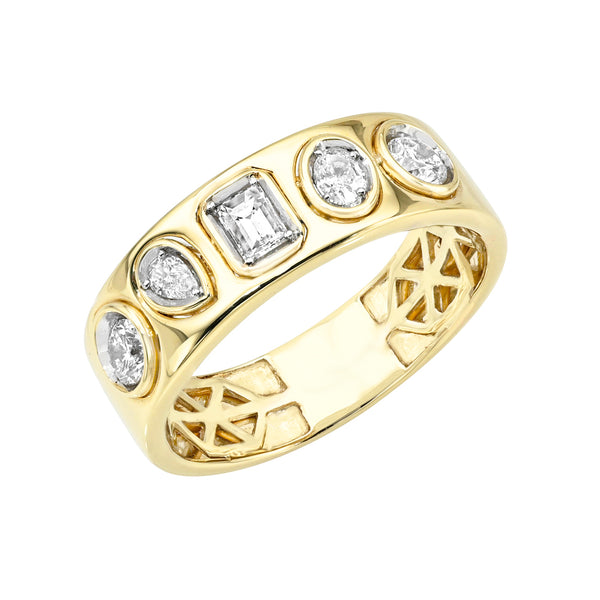Mix Cut Bezel Diamond Band