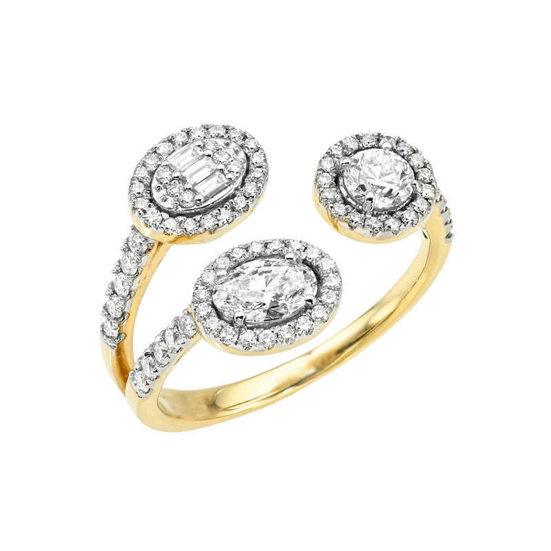 Triple Claw Diamond Ring