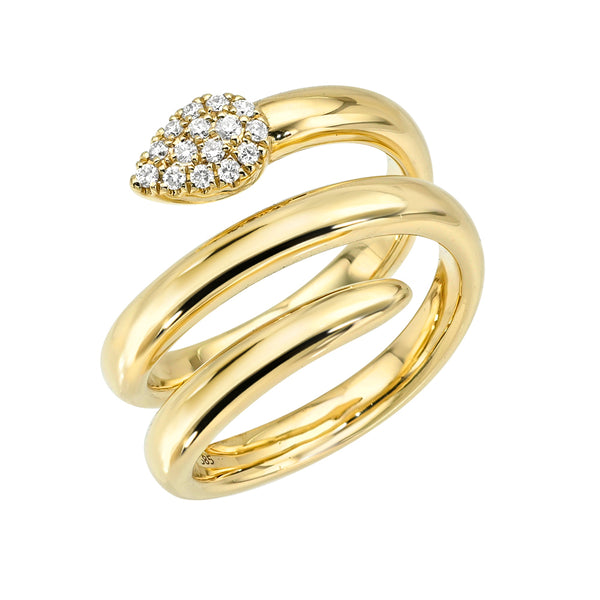 Diamond Pear Shaped Coil Ring