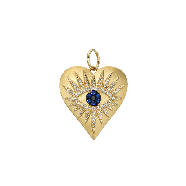 Blue Sapphire And Diamond Evil Eye Charm Necklace