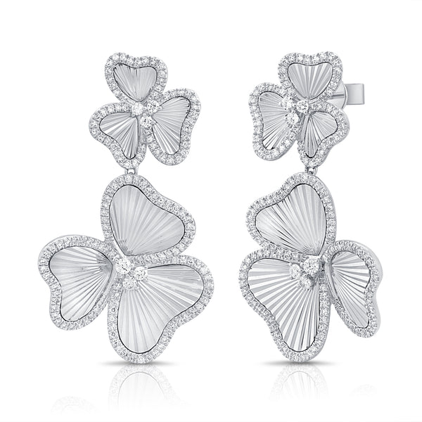 Lux Petal Diamond and Gold Fluted Drop Earrings