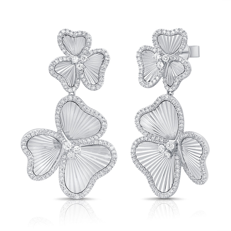Lux Petal Diamond and Gold Fluted Drop Earrings