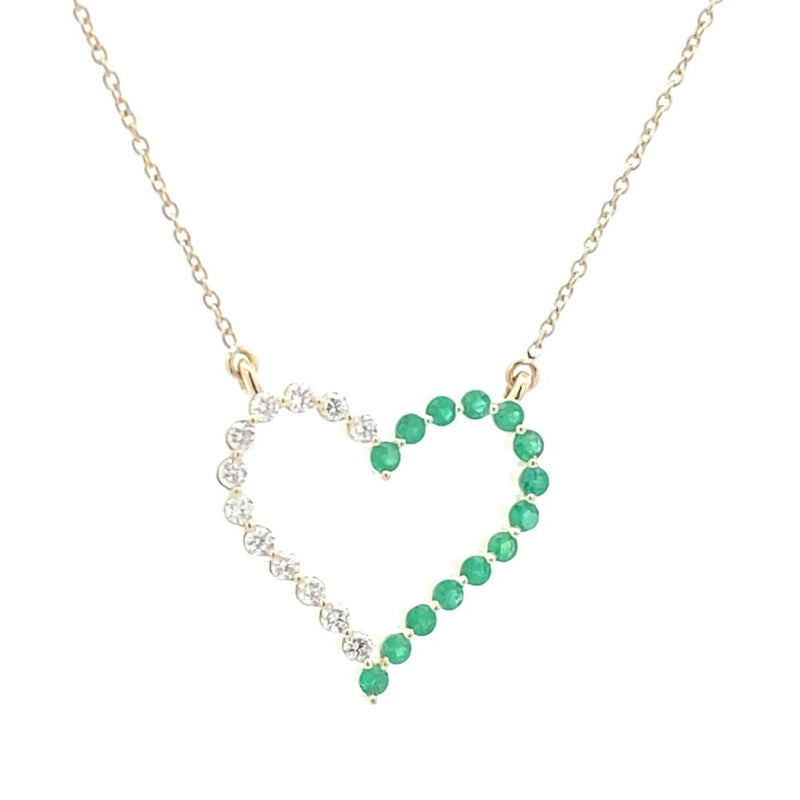 Emerald And Diamond Open Heart Necklace