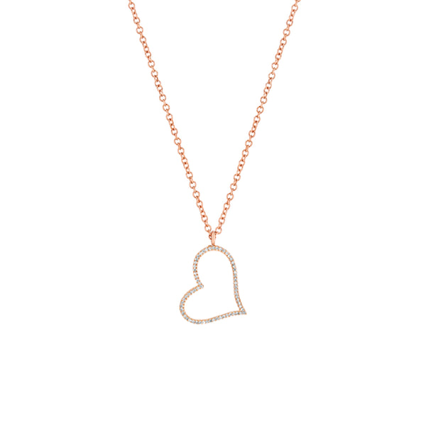 Diamond Open Heart Pendant Necklace