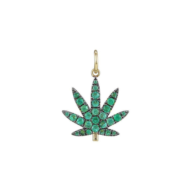 Emerald Cannabis Charm Necklace