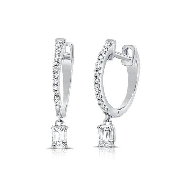 Baguette Diamond Drop Huggie Earring