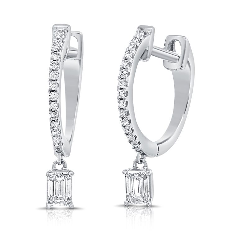 Baguette Diamond Drop Huggie Earring