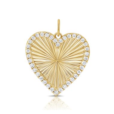 Diamond Fluted Heart Pendant Necklace