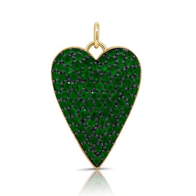 Green Emerald Heart Pendant Necklace