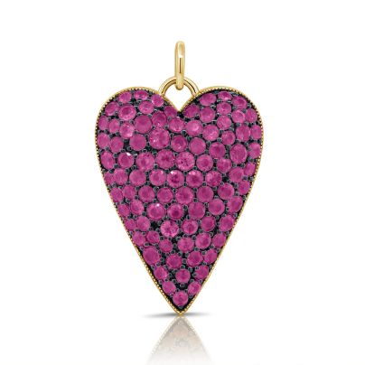 Pink Sapphire Heart Pendant Necklace