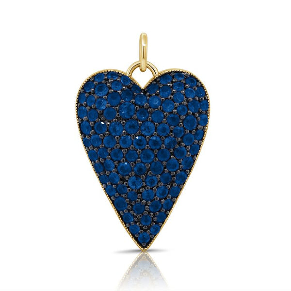 Blue Sapphire Heart Pendant Necklace