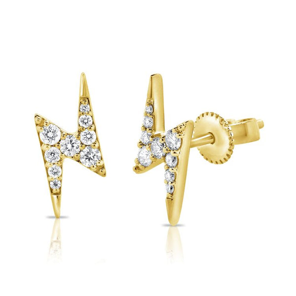 Diamond Lightning Bolt Stud Earrings