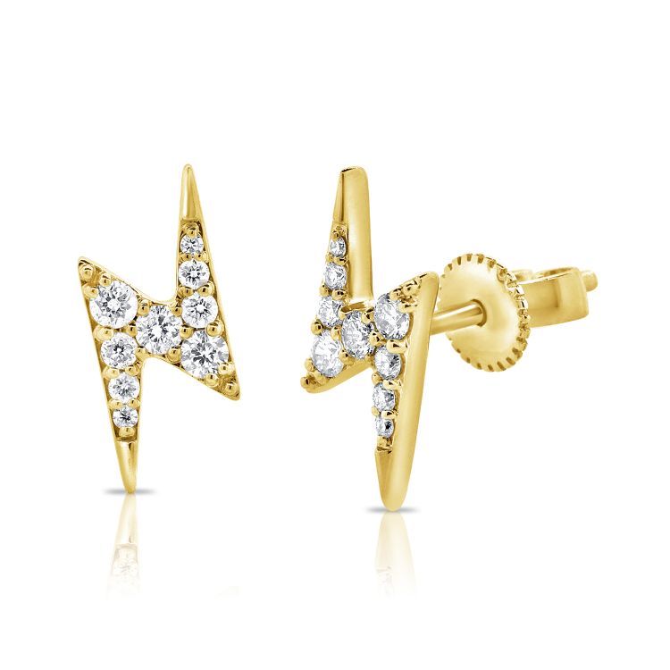 Diamond Lightning Bolt Stud Earrings