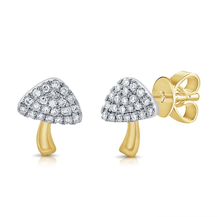 Itsy Bitsy Diamond Mushroom Stud Earrings