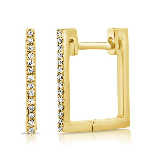 Rectangular Diamond Hoop Earrings