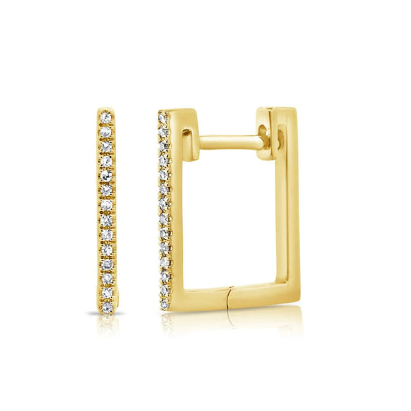 Rectangular Diamond Hoop Earrings