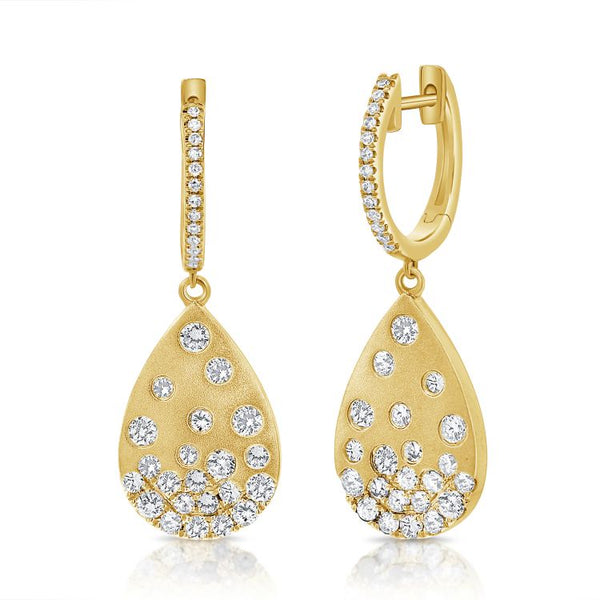 Yellow Gold Diamond Confetti Teardrop Earrings
