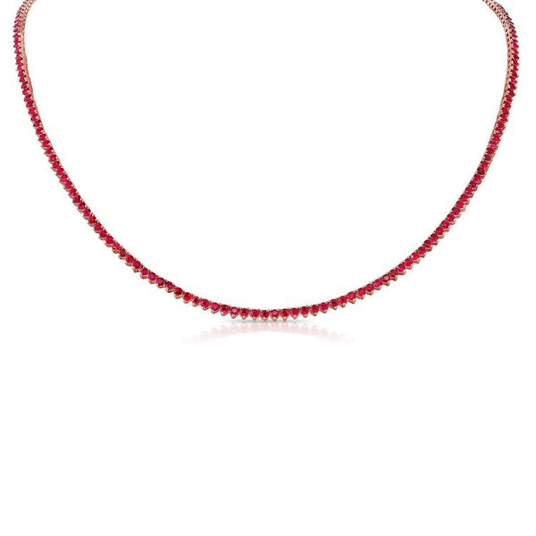 Pink Sapphire Tennis Necklace