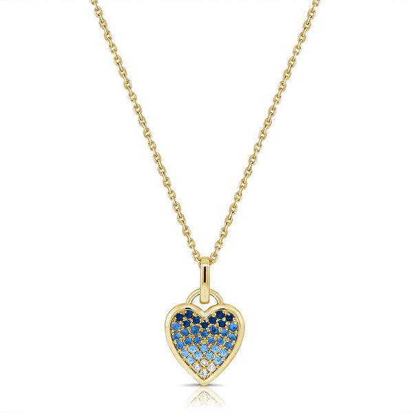 Diamond And Blue Heart Sapphire Necklace