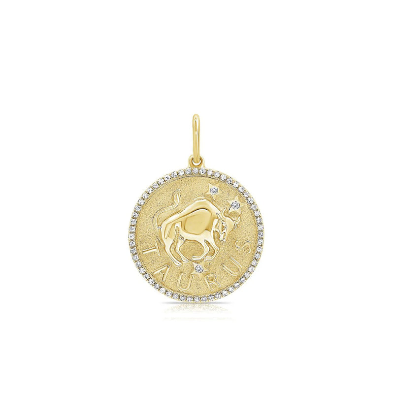 Diamond Taurus Necklace Charm