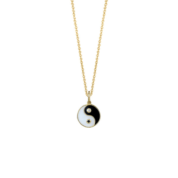 Diamond And Enamel Ying Yang Pendant Necklace