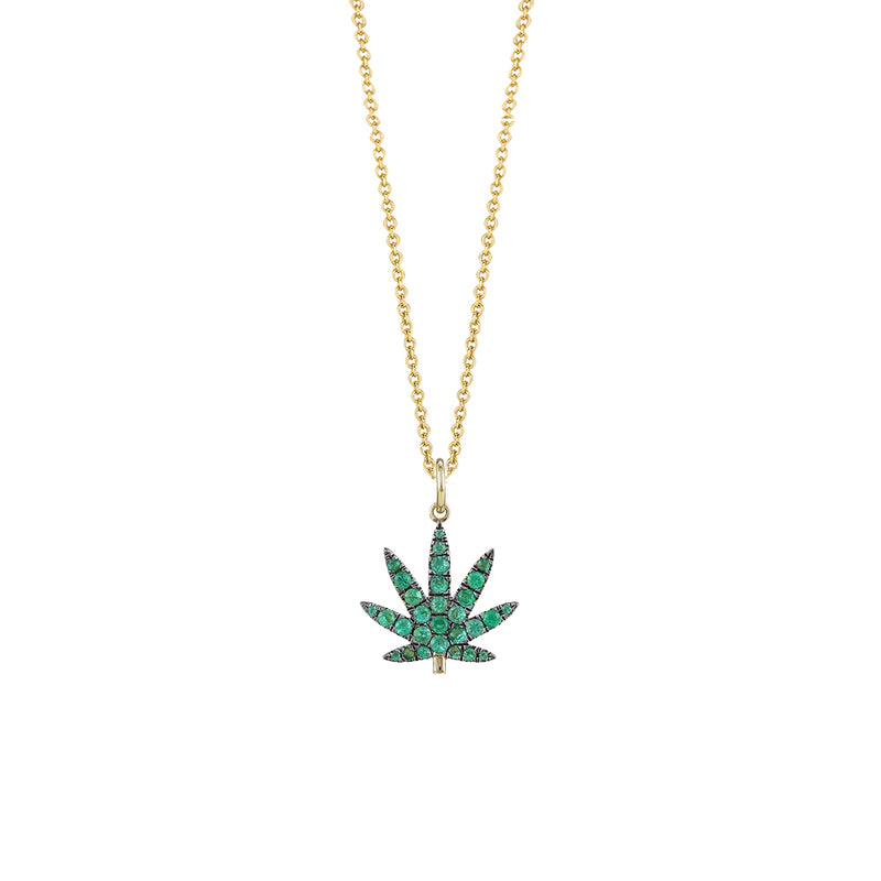 Emerald Cannabis Pendant Necklace