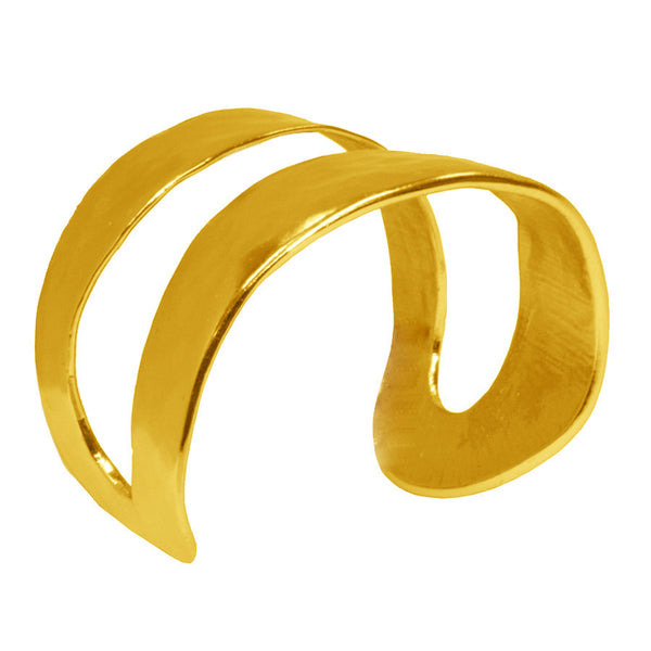 Yellow Wide Split Open Push On Cuff Bangle