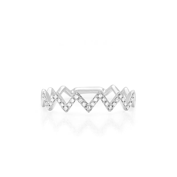 White Gold Diamond Zig Zag Ring