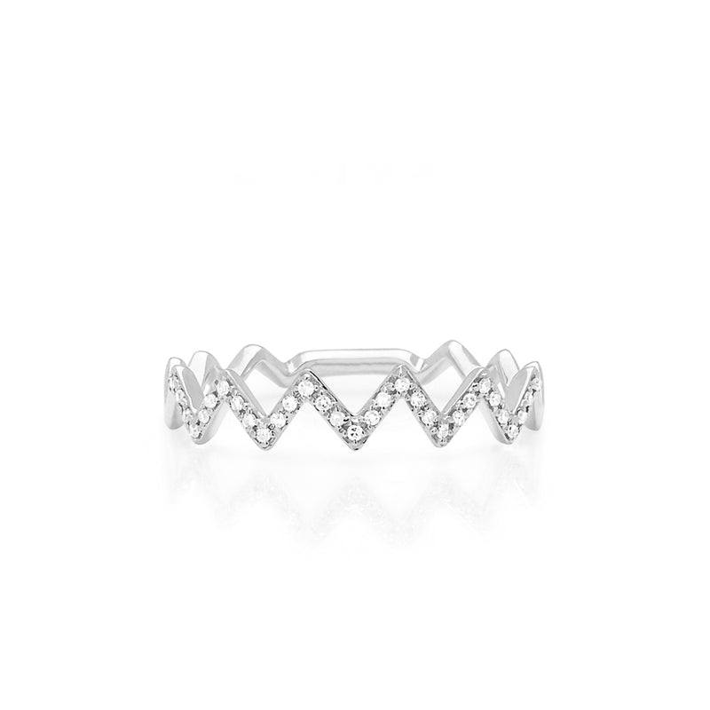 White Gold Diamond Zig Zag Ring