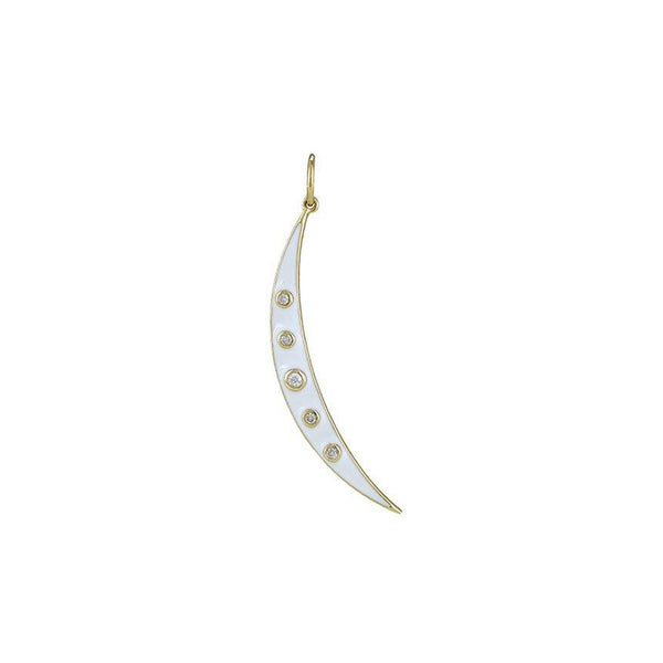 White Enamel Moon Necklace Charm