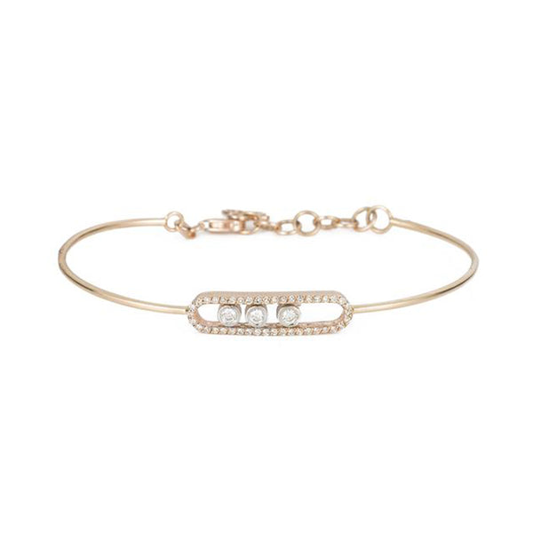 Rose Gold Diamond Oval Halo Bangle