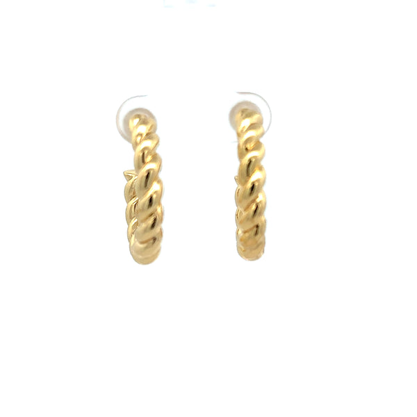 Yellow Small Round Twisted Hoop Earrings