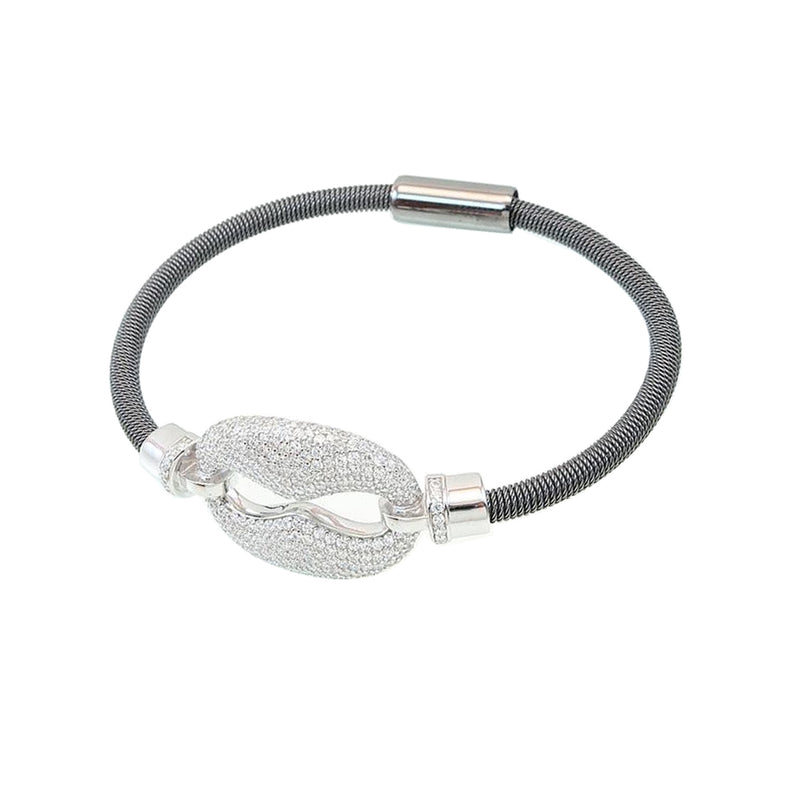 Silver Coil Diamond Magnetic Bracelet