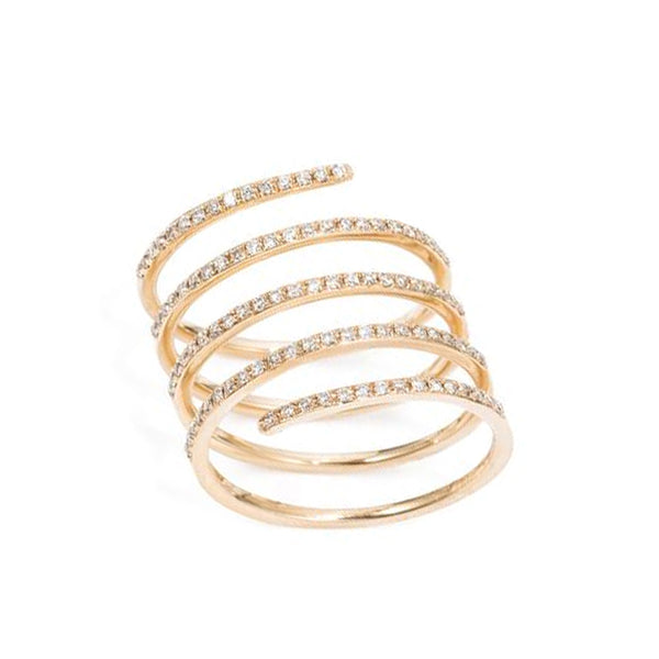 Yellow Gold Diamond Coil Ring