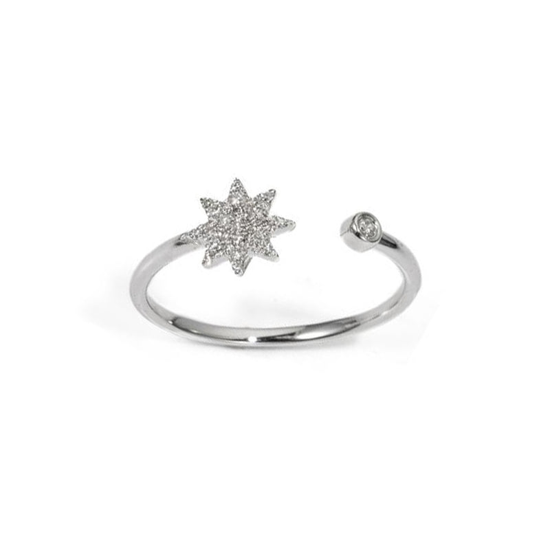 White Gold Diamond Star Pinky Ring