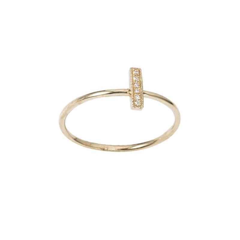 Yellow Gold Diamond Mini Vertical Bar Stacking Ring