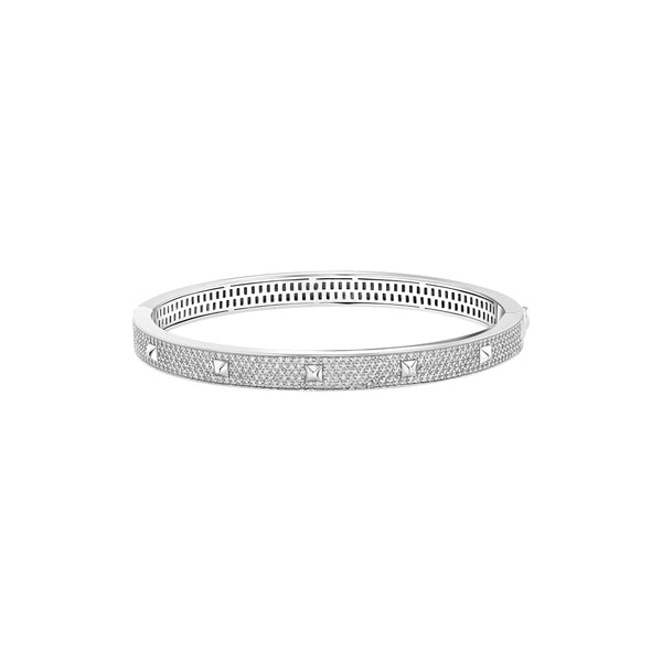 Silver Faux Diamond Pave' Pyramid Bangle