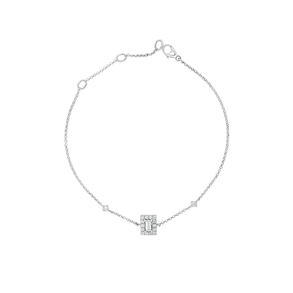 Diamond Halo Baguette Chain Bracelet