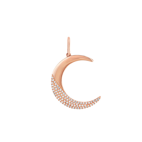 Rose Gold Diamond Moon Pendant Charm