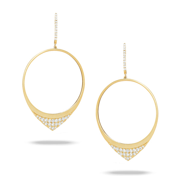 Upside Down Diamond Triangle Hoop Earrings